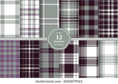 Mellow Amber Seamless Tartan with Pale Ruby accents Fabric Design Set of 12