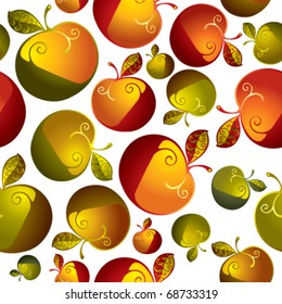 Mellow apples seamless pattern, stylized ornamental background