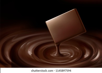 Mellow chocolate and dripping sauce in 3d illustration