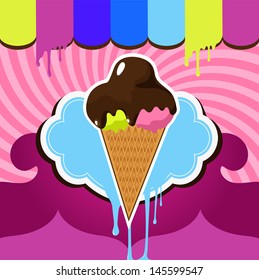 Mellow ice cream in chocolate glaze poster