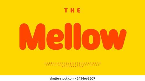 Mellow rounded alphabet. Soft thick alphabet for vibrant educational logo, headline, text. Sans serif uppercase and lowercase letters with numbers. Clear legible typography. Vector typeset.