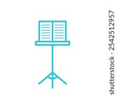 Melodic Display icon, Music Stand with Notesl, Isolated on white. 