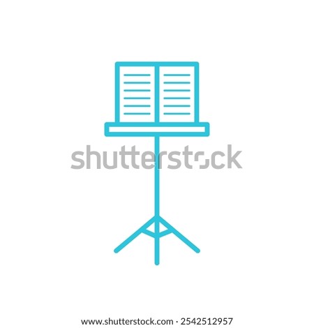 Melodic Display icon, Music Stand with Notesl, Isolated on white. 