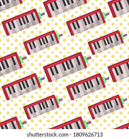 melodica music instrument seamless pattern vector illustration 