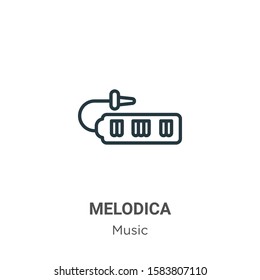 Melodica outline vector icon. Thin line black melodica icon, flat vector simple element illustration from editable music concept isolated on white background