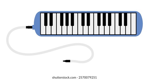 Melodica vector illustration. Pianica flat artwork for music education, performance, and wind keyboard design. Portable musical instrument clipart.