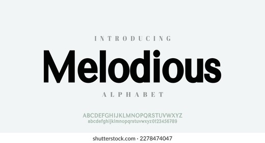 Melodious.  Modern Bold Font. Regular Italic Number Typography urban style alphabet fonts for fashion, sport, technology, digital, movie, logo design, vector illustration