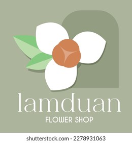 Melodorum fruticosum Lour or lamduan Flower Shop Organic Logo, Vector Illustration flat style.