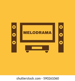 Melodrama movie icon. TV and Home theater, cinema symbol. Flat design. Stock - Vector illustration