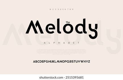 Melody Abstract minimal modern alphabet fonts. Typography technology vector illustration