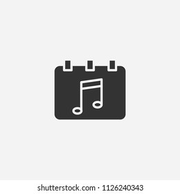Melody in calendar icon illustration,vector music sign symbol