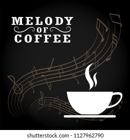 melody of coffee logo.happy time with coffee.coffee shop logo vector design in art of coffee concept.