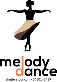 melody dance logo, Ballerina dance logo, vector beautiful woman dancing ballet for logo design of ballerina or dance 