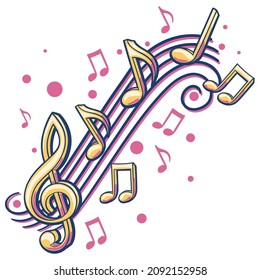 Melody - funky notes and clef, musical design