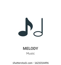 Melody glyph icon vector on white background. Flat vector melody icon symbol sign from modern music collection for mobile concept and web apps design.