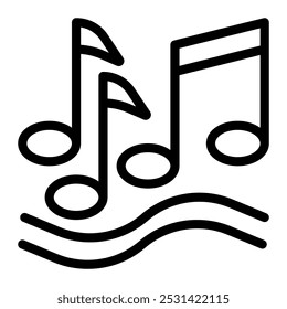 Estilo de linha do ícone de melodia transparente
