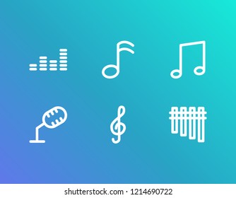 Melody icon set and mike with tone, stabilizer and music note. Loud related melody icon vector for web UI logo design.