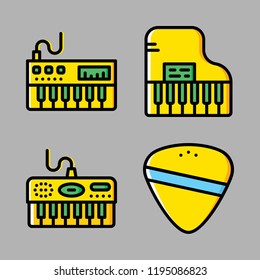melody icon set. vector set about guitar pick and piano icons set.
