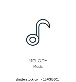 Melody icon. Thin linear melody outline icon isolated on white background from music collection. Line vector sign, symbol for web and mobile