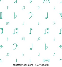 melody icons pattern seamless white background. Included editable outline bass clef, music note, gong, bemol, harp icons. melody icons for web and mobile.