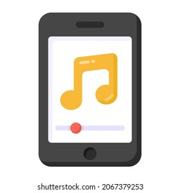 Melody inside smartphone, mobile music concept icon