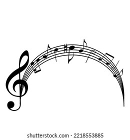 Melody line with treble clef, notes. Music festivals background. Classic concert illustration for party flyer, show banner.