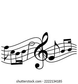 Melody line with treble clef, notes. Music festivals background. Classic concert illustration for party flyer, show banner.