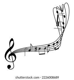 Melody line with treble clef, notes. Music festivals background. Classic concert illustration for party flyer, show banner.