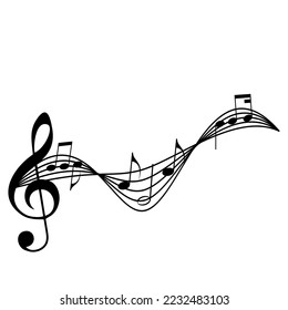 Melody line with treble clef, notes. Music festivals background. Classic concert illustration for party flyer, show banner.