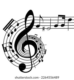 Melody line with treble clef, notes. Music festivals background. Classic concert illustration for party flyer, show banner.