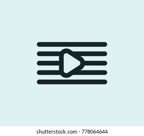 Melody list icon line isolated on clean background. Play playlist concept drawing icon line in modern style. Vector illustration for your web site mobile logo app UI design.
