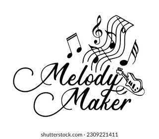 Melody Maker typography for music lover t shirt design, Bold typography tee, Expressive lettering t-shirt