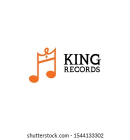 Melody music logo icon with king crown concept
