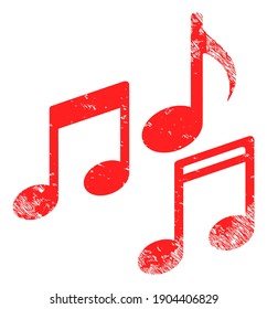 Icono de notas de melodía con estilo de fondo. Imagen de icono de notas de melodía vectorial aisladas con textura de goma gruesa sobre fondo blanco.