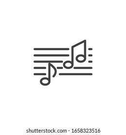 Melody notes line icon. Musical melody linear style sign for mobile concept and web design. Music notes outline vector icon. Symbol, logo illustration. Vector graphics