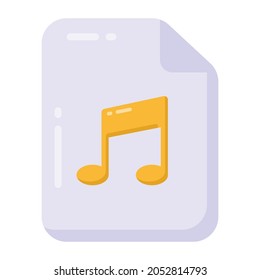 Melody on folded paper, music file icon