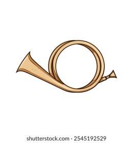 melody post horn cartoon. sound classical, orchestra fanfare, communication courier melody post horn sign. isolated symbol vector illustration