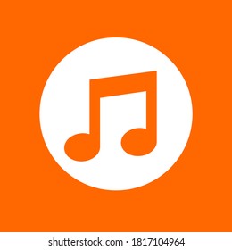 Melody sign icon. In white circle on a orange background.
