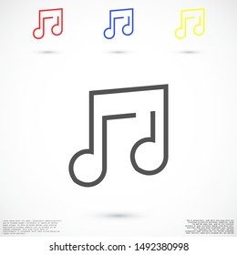 Melody vector icon for musical apps and websites. Music Melody note icon in trendy flat style isolated on background. Melody Music notes symbol for your web icon site design. Melody flat design icon.