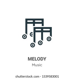 Melody vector icon on white background. Flat vector melody icon symbol sign from modern music collection for mobile concept and web apps design.