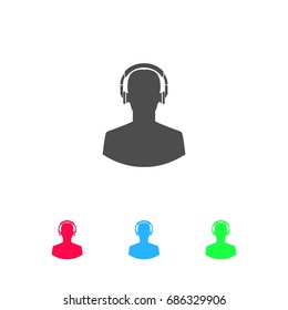 Meloman icon flat. Color pictogram on white background. Vector illustration symbol and bonus icons