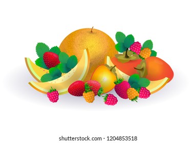 melon apple fruit on white background, healthy lifestyle or diet concept, logo for fresh fruits vector illustration - Shutterstock ID 1204853518