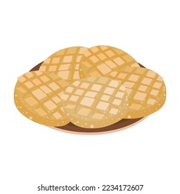 melon bun Marongpan with a crispy crust on the outside is a popular on a plate