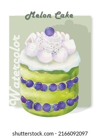 El diseño de los vectores de color de la torta melónica es genial para tarjetas, banners, cabeceras, afiches de fiestas o decorar tu obra de arte.