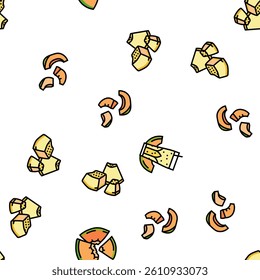 melon cantaloupe yellow fruit Vector Seamless Pattern Thin Line Illustration