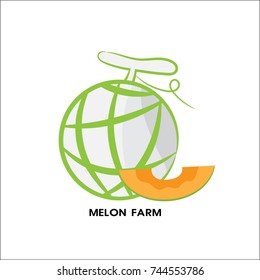 melon cantalupe hand drawn.vector for fruit company,melon farm,food.isolated on white background