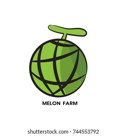 melon cantalupe hand drawn.vector for fruit company,melon farm,food.isolated on white background