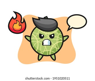 Melon character cartoon with angry gesture, cute style design for t shirt, sticker, logo element