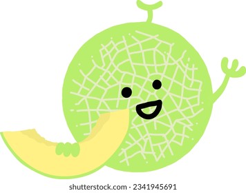 Melon character colored flat illustration. Vector icon.Hands can move.