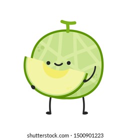 Melon character design. melon on white background. wallpaper. symbol. logo design.